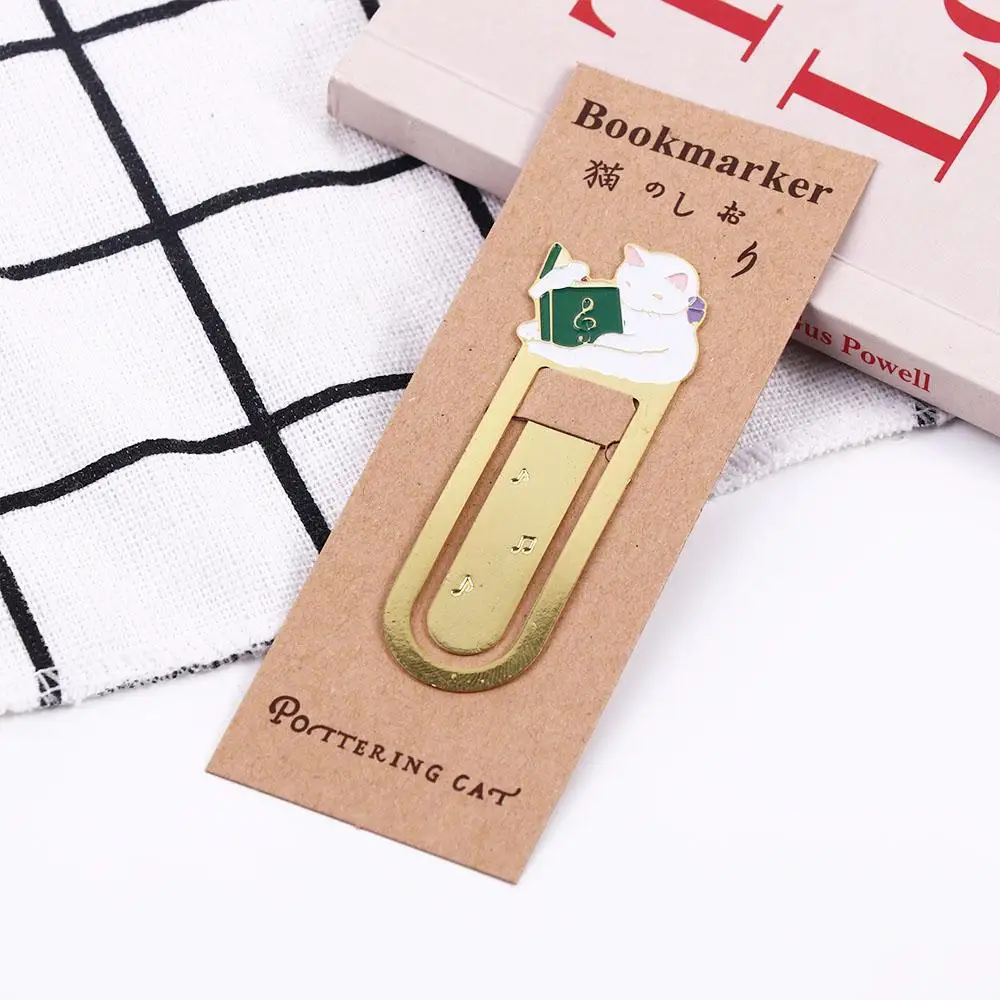 Student Gift School Animals Japanese Cartoon Reading Cat Bookmark Metal Bookmark Bookmark Kittens Book Mark