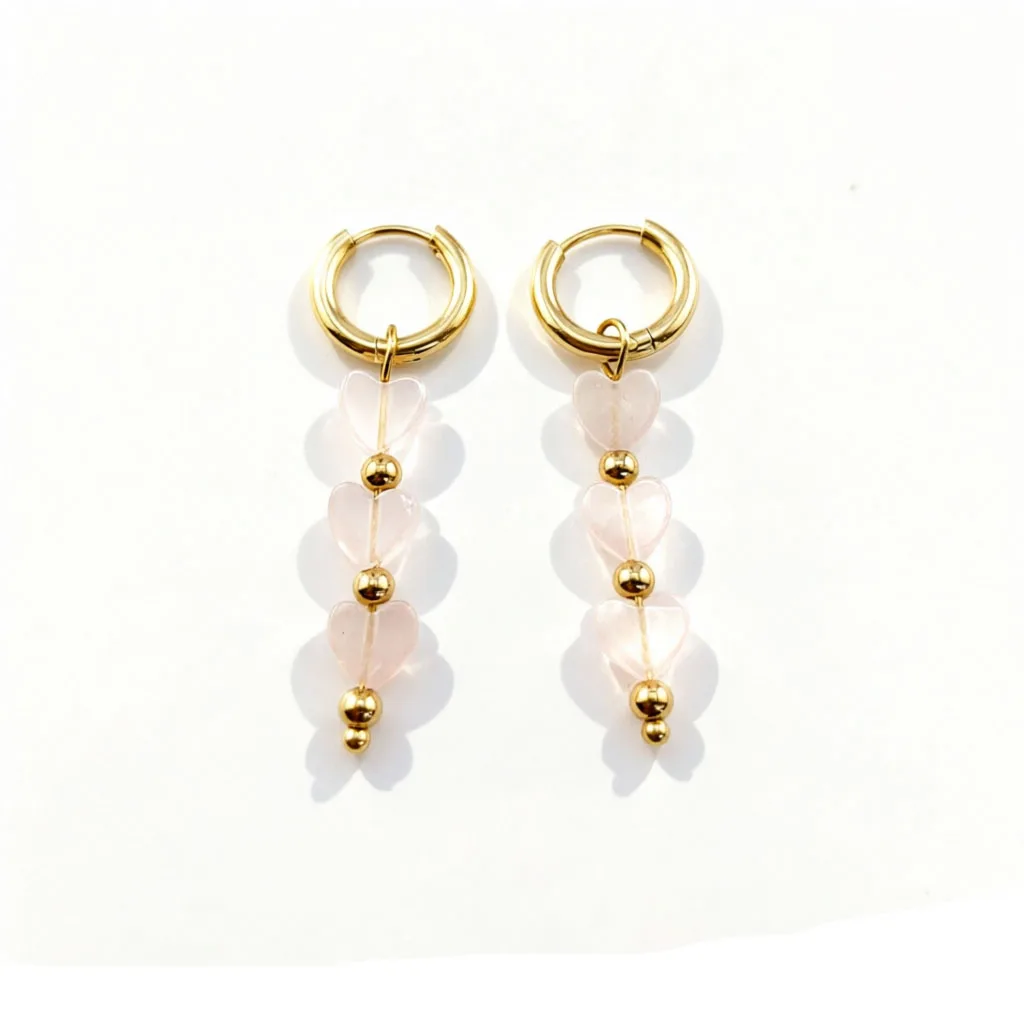 316L Edelstahl Creolen für Damen 2026 Natürlicher Jaspis Herz Mond Stern Anhänger Ohrringe Böhmischer Schmuck – Detail 6