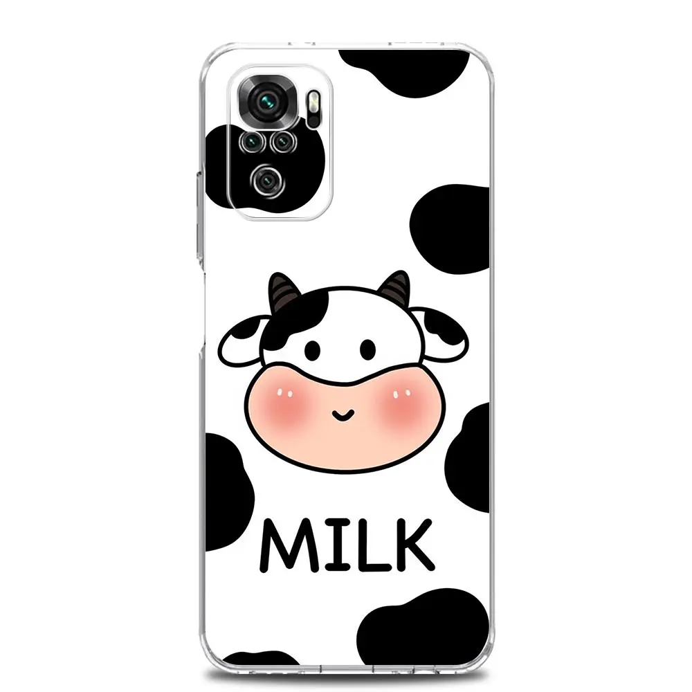 Dairy Cattle Cow Speckle Cute Phone Case For Xiaomi Redmi Note 10 9 8 7 9T 8T 9S 11 12 Pro Plus 8A 9A 9C K40 Gaming Cover Clear