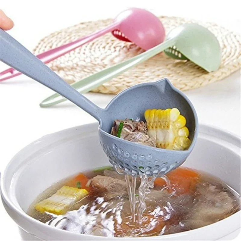 

2 In 1 Soup Spoon Long Handle Creative Spoon Strainer Spoon Cooking Tools