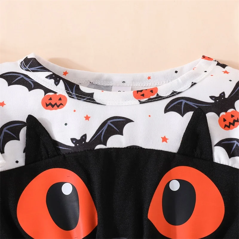 

Girls Halloween Costume Dress Long Sleeve Crew Neck Pumpkin Print Tulle Dress Fall A-line Dress Kids Casual Party Outfit