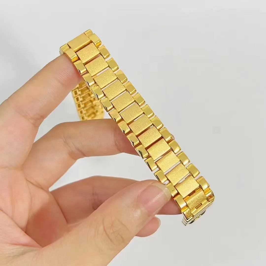Luxury 24K real gold jewelry watch style men's and women's bracelet au9999 gold wrist hand jewelry fashion