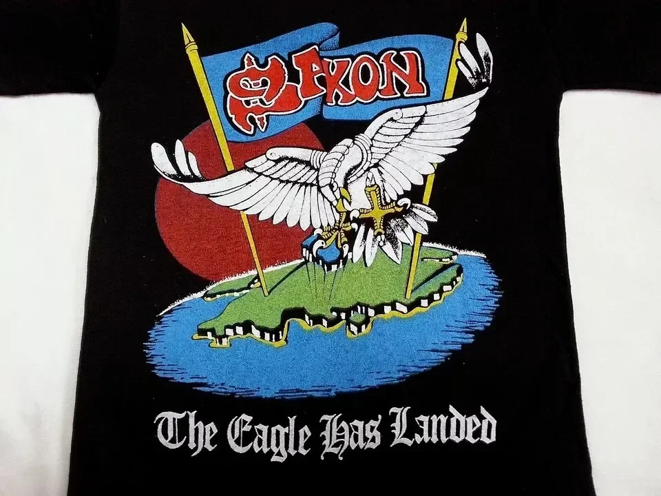SAXON Band 1982 Black Unisex Short Sleeve Tee Shirt All Size LT077