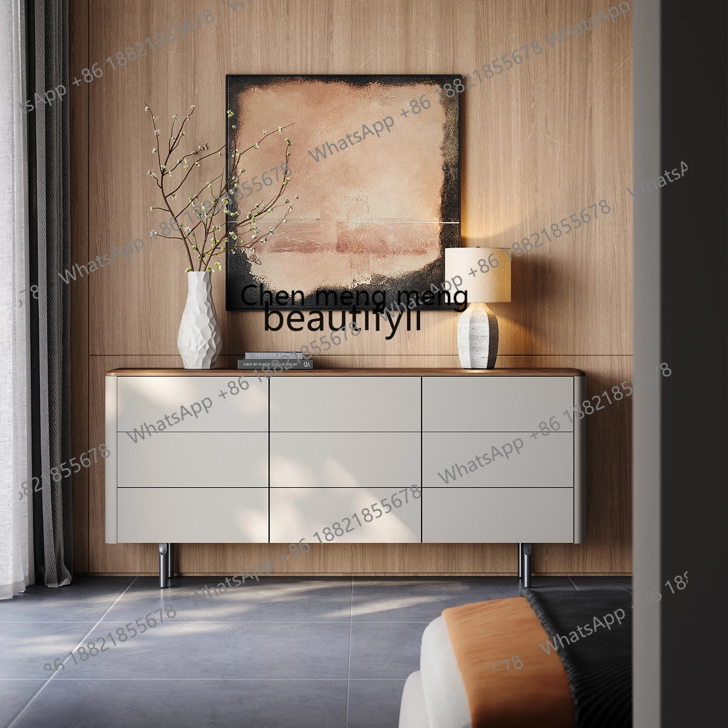 

X Light luxury, bedroom, drawer TV cabinet, living room minimalist high-end solid wood chest cabinet