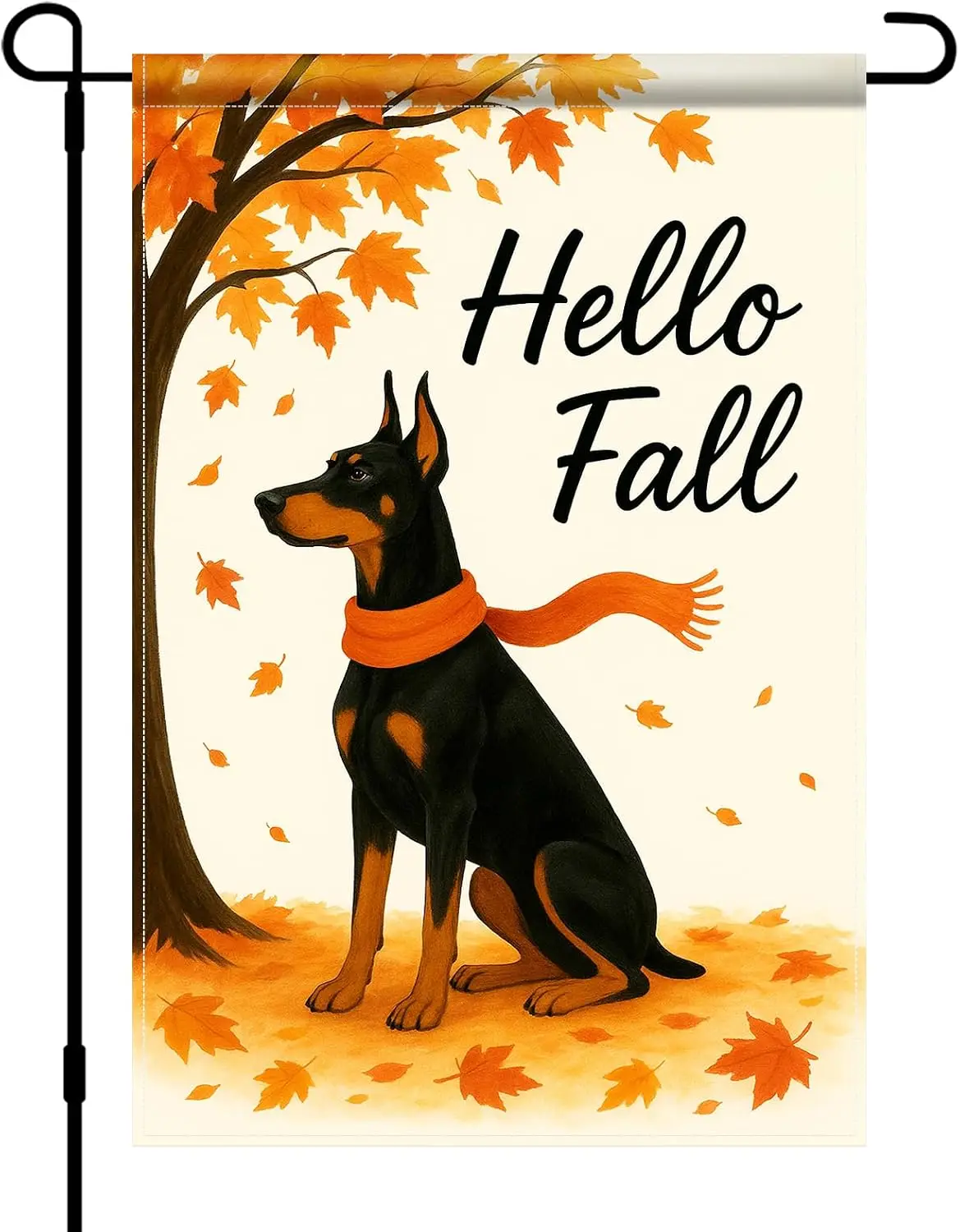 Fall Garden Flag 12x18 Inch Doberman Dog Hello Fall Decor bbp