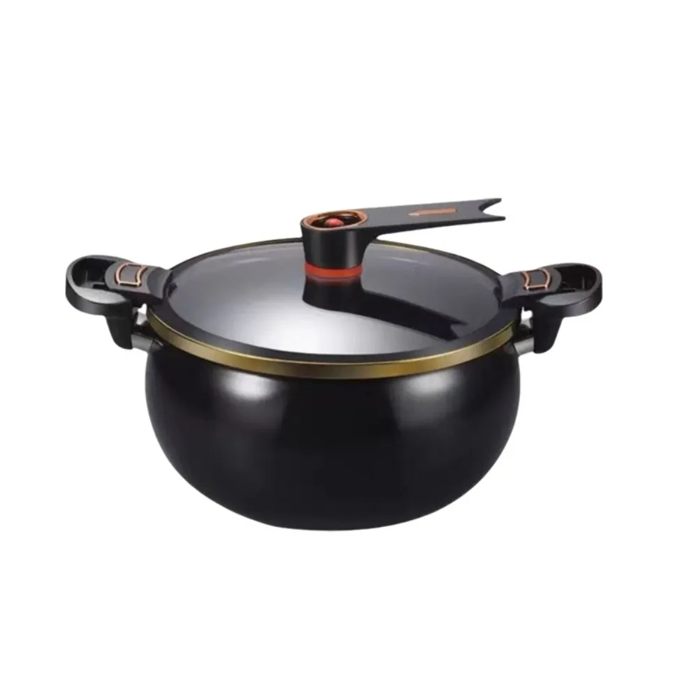 

Practical 7 L Chubby Micro-Pressure Pot Non-Stick Large Capacity Stew Pot Visible Cover Thickened Simmering Pot Stove