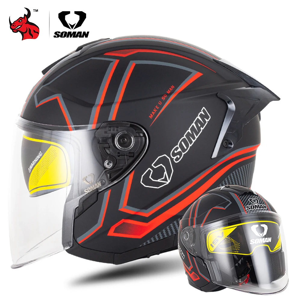 

Motorcycle Helmet Latest High Quality Half Covering Dual Lens Cascos Para Motos Male Female Couple Capacetes De Moto