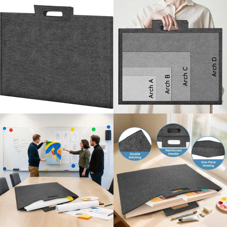 ZKOO Felt Art Portfolio Bag Large Art Portfolio with Handles Sturdy Artist Storage Bag for Artwork Poster Sketching and Drawing