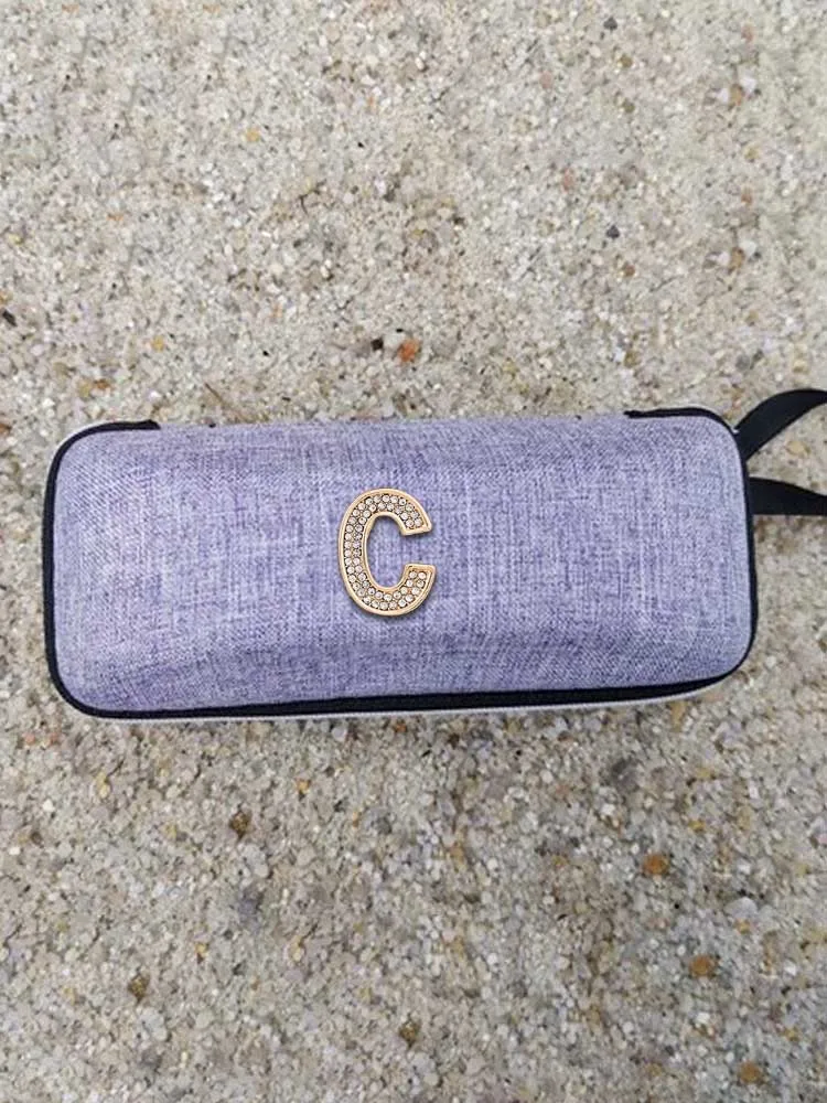 Customized Trendy Linen Student Eyewear Cases for Women Personalized Customer Name Unique Alphabet: Crafted Letter Style