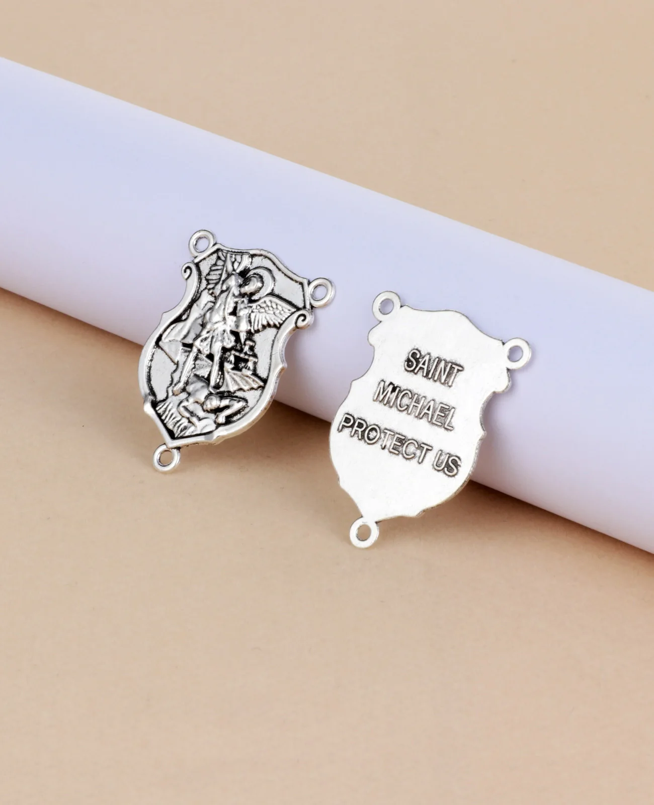10Pcs The Archangel Protection Medal Christian Saint Michael Rosary Centerpieces Part for DIY Jewelry Accessories