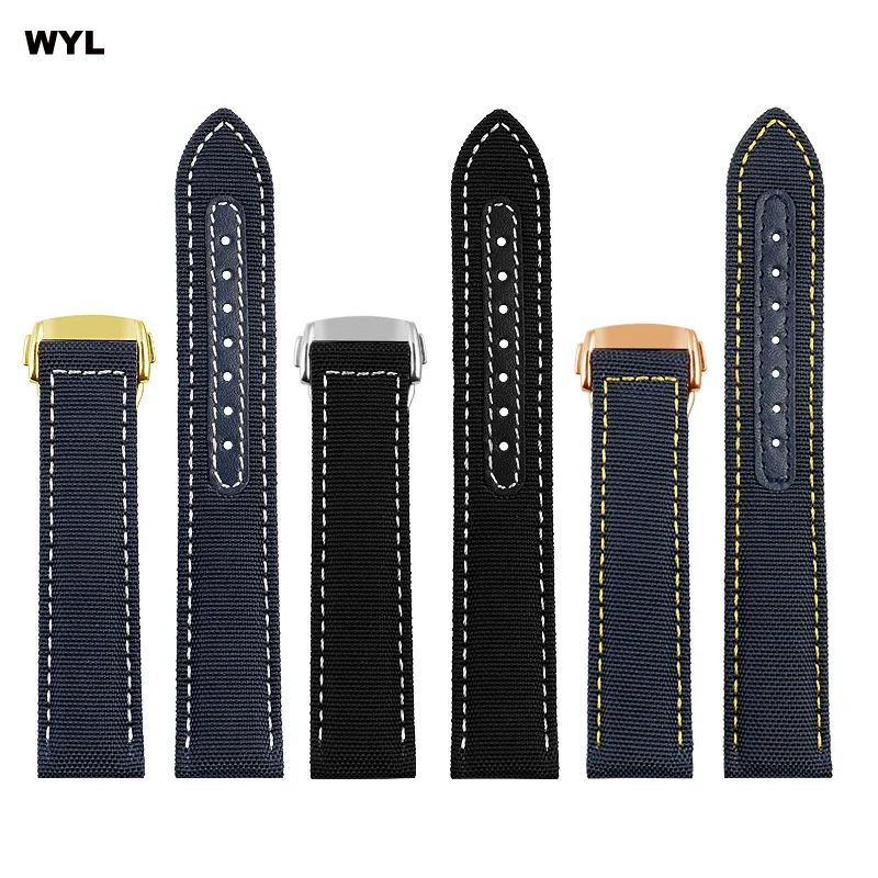 

20mm Woven Canvas Watch Strap For Omega Seamaster 300 AT150 Fabric Leather Nylon AQUA TERRA 150 Blue Black Watchband Buckle