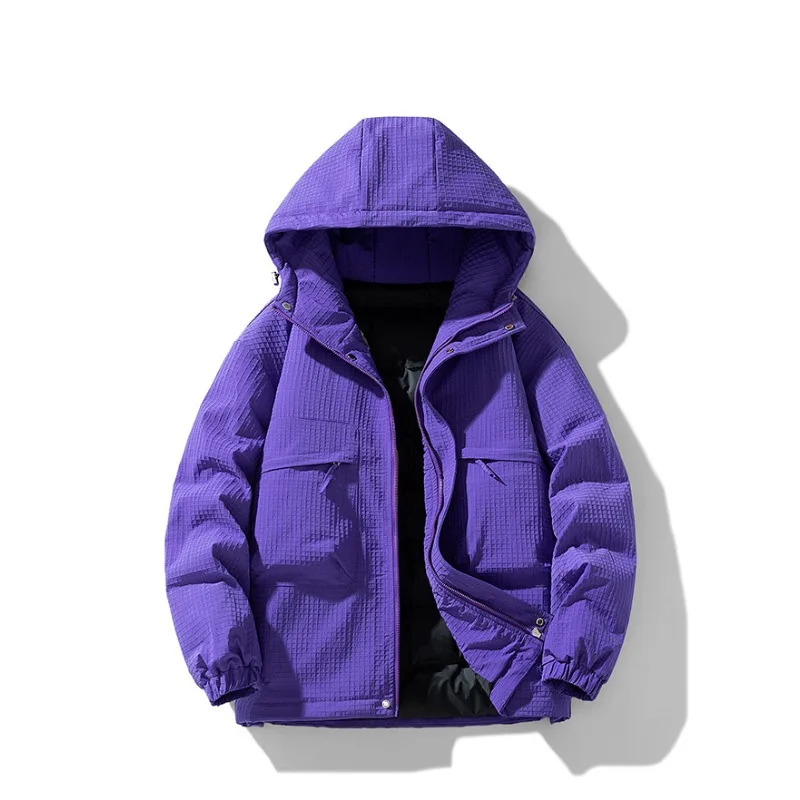Casual Mountaineering Down Jacket Winter Men's Hooded Solid Color Coat Loose and Thick Down Cotton-padded Jacket for Teenagers