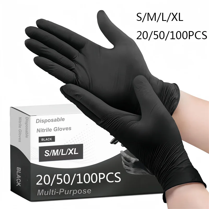 

100 pieces Disposable Gloves Composite Nitrile Black Nitrile Rubber High Elastic Synthetic Nitrile NBR Protective Hand