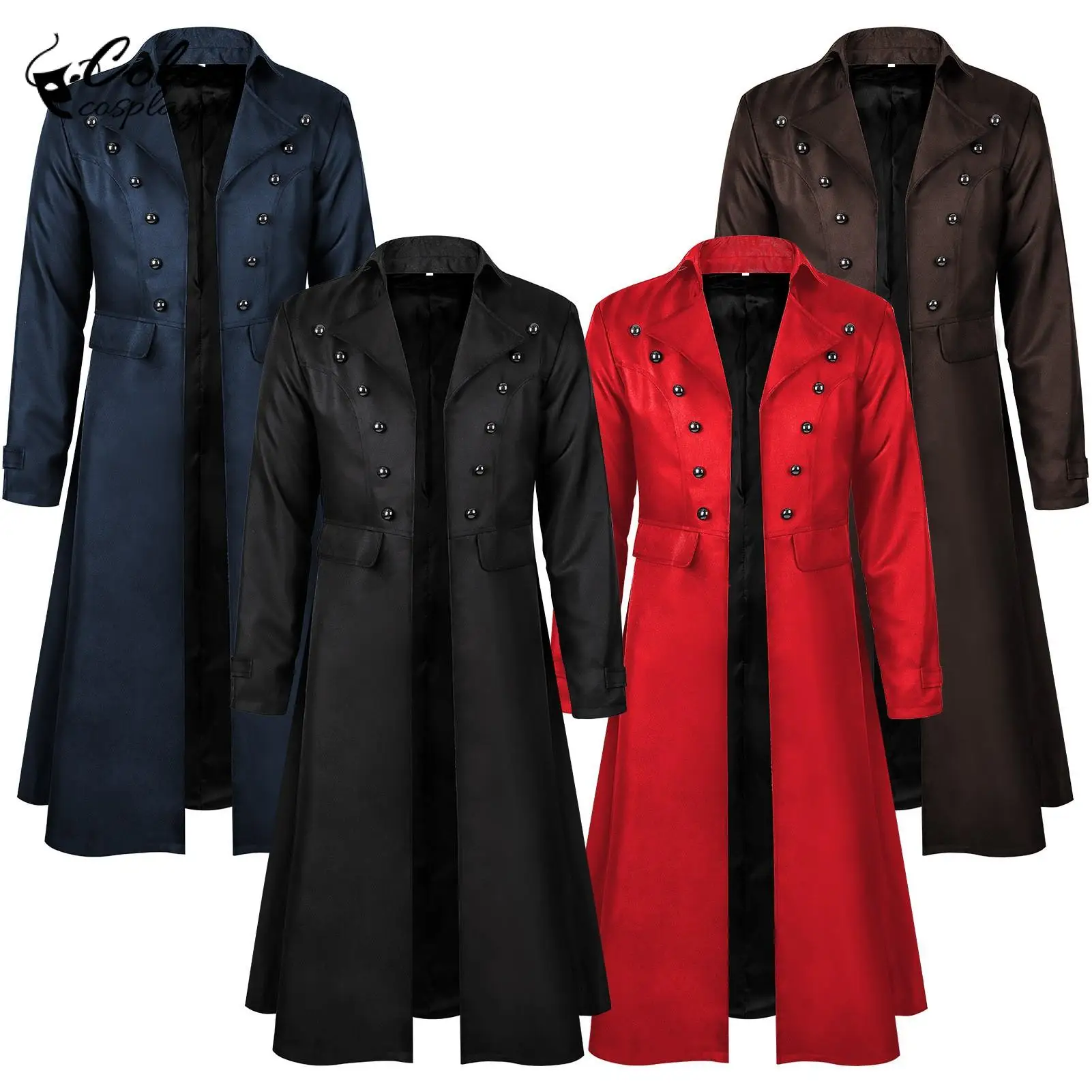 

Мужское пальто в стиле карнавала, винтажное, стимпанк, ретро, с воротником, униформа для фестивалей, средневековый костюм для косплея, мужская длинная куртка, наряд для выступлений