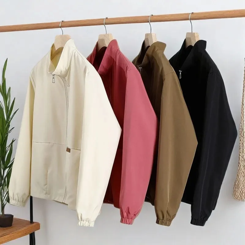 Casual Female Jackets 2026Spring Autumn New Cardigan Coats Women Fashion Outcoat Stand Collar Outwear Baseball Uniform Tops Lady