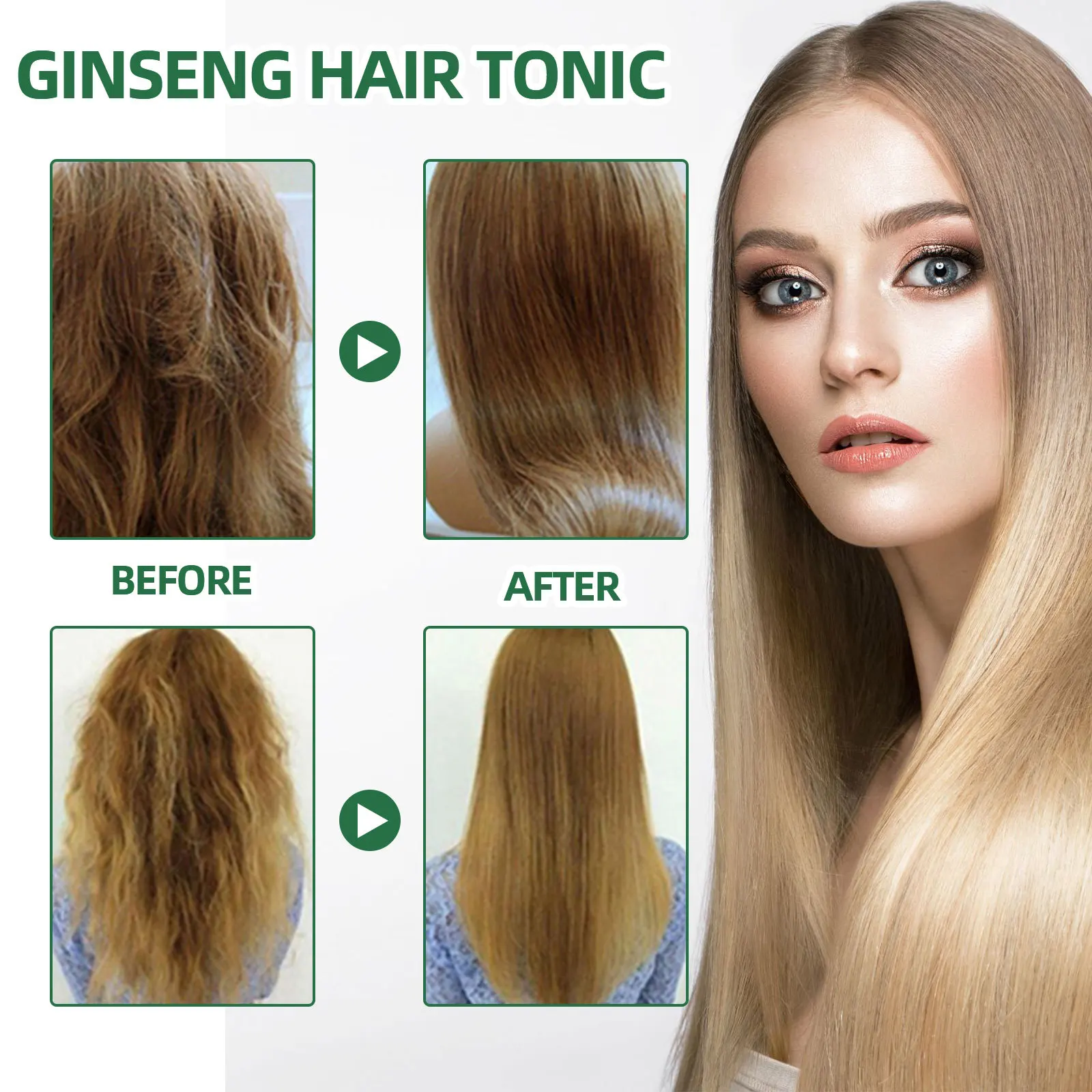 OUHOE Ginseng Hair Growth Solution Oil Neo Genuine Ginseng Extract Hair Growth Spray Strengthening Hair Moisturizing Anti-Fall