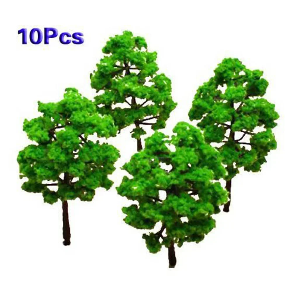 10pcs 8cm Plastic Model Train Artificial Miniature Tree Scenery Railroad Decoration Building Landscape Accessories Toys For Kid