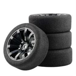 Hex RC Racing Car Acessórios Set, Racing Foam Tire, Wheel Rim Set para HSP HPI, On-Road RC Car, 1, 10, 4Pcs, 12mm