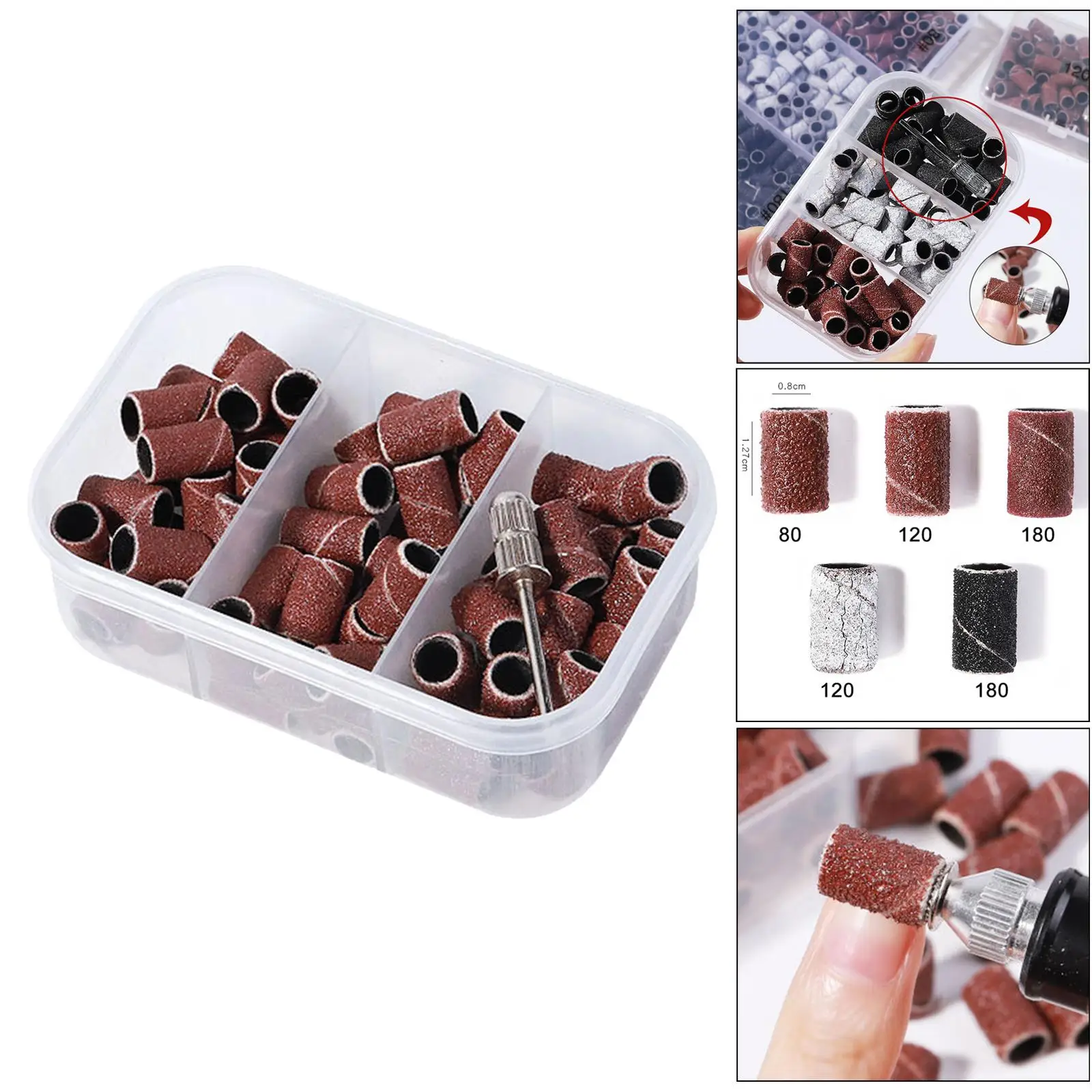 3 أشرطة صنفرة فنية للأظافر مع أداة إزالة طلاء الجل و75 قطعة بنية #6