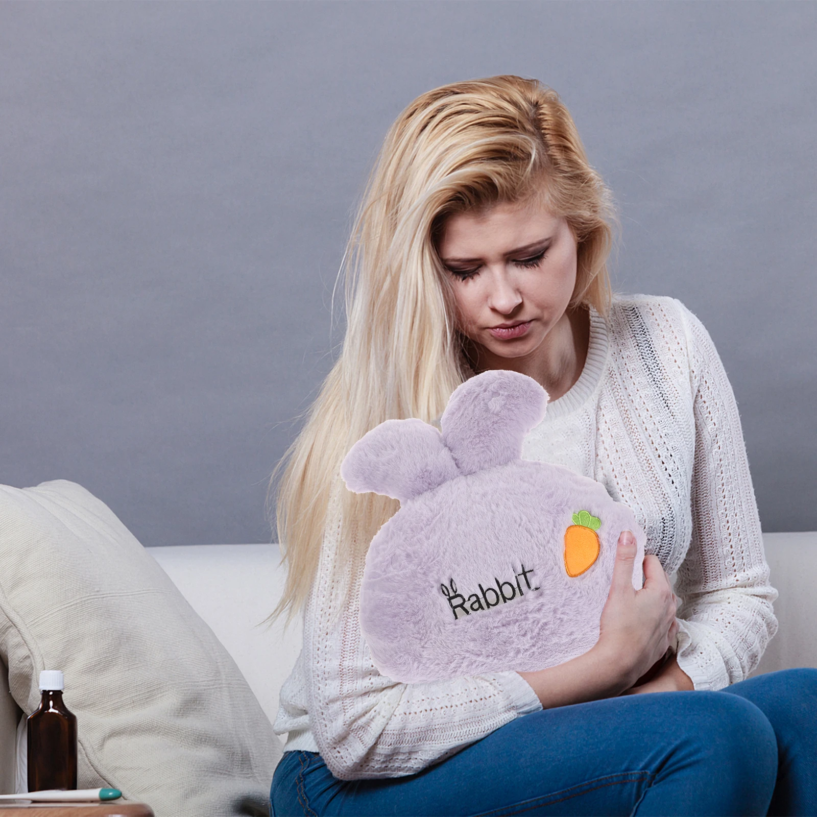 

1pc Hand Warmer Pillow Cartoon Rabbit Purple Sofa Decorations Gifts Toy Animals Soft Cozy Bedroom Living Room