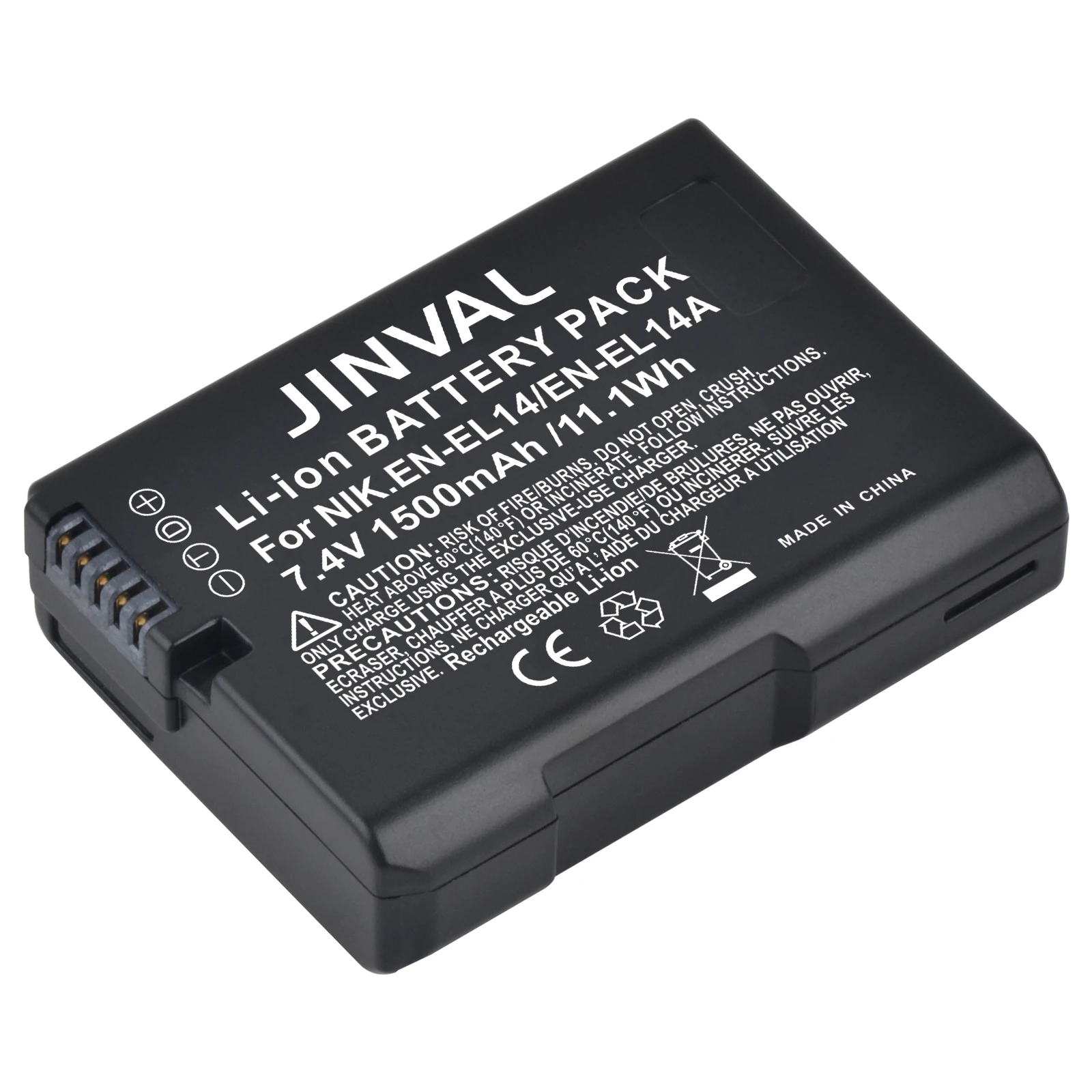 JINVAL 1500mAh EN-EL14A ENEL14 Battery + PD20W Fast Dual Charger For Nikon D5200,D5300,D5500,D5600,DF,P7000,P7100,P7700,P7800