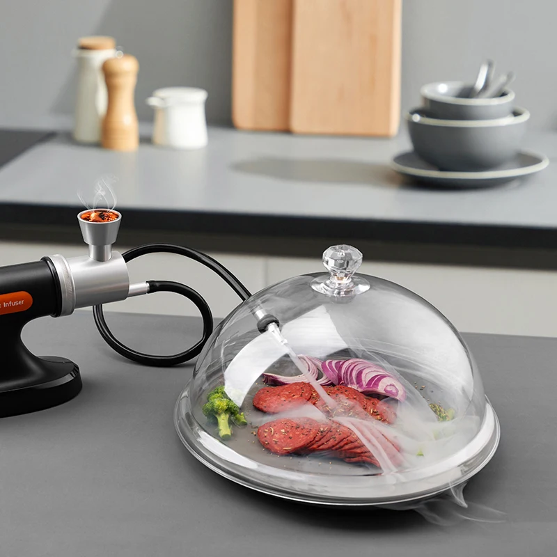 YUMYTH 흡연 총 돔 커버 8/ 10/ 12 인치 플라스틱 연기 Infuser Cloche 뚜껑 돔 커버 흡연자 총 접시 그릇 T270