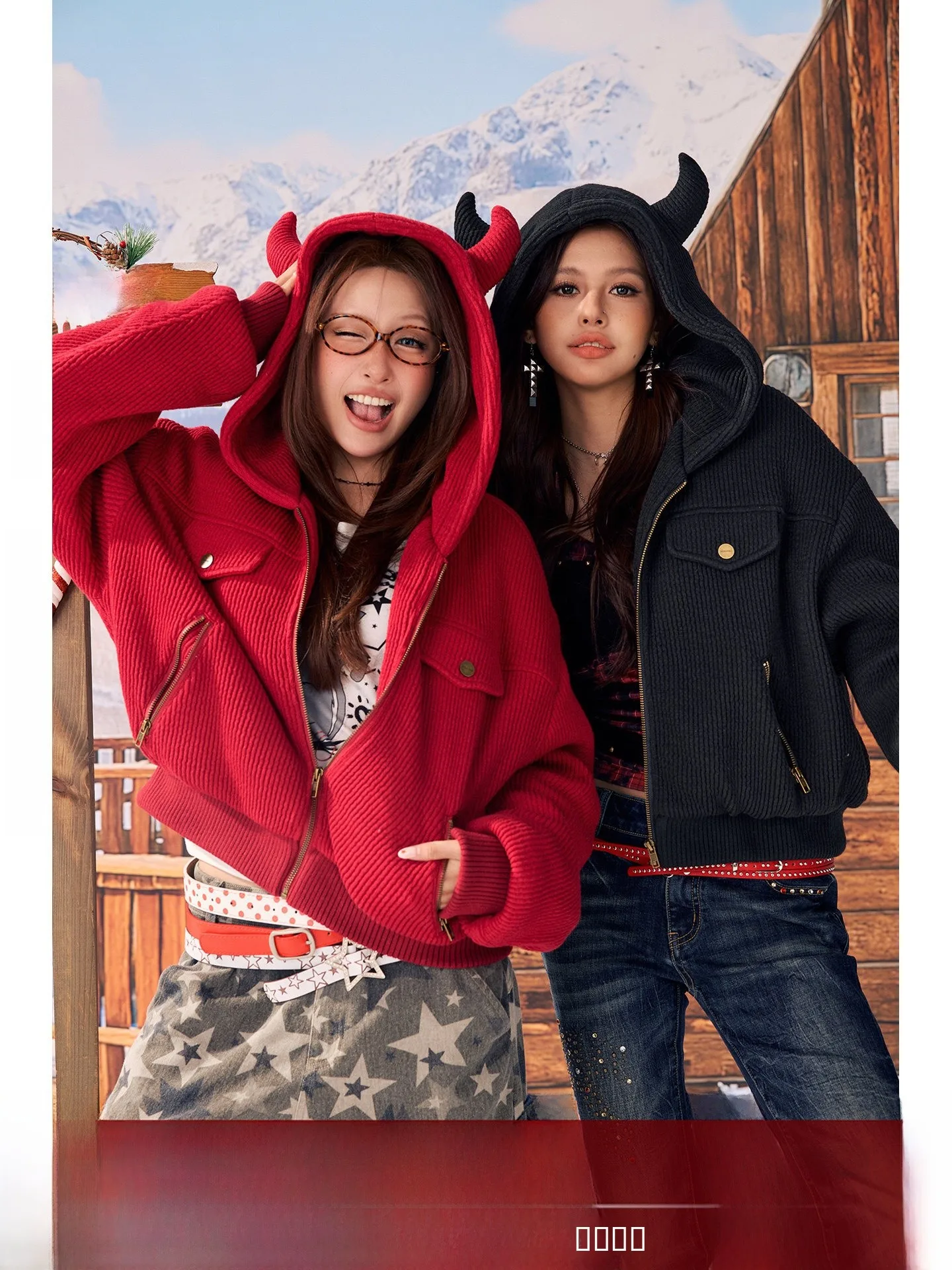 

Женская тёплая хлопковая куртка BeerBro Rebellious Holiday с капюшоном, свободного кроя, с рельефными рогами дьявола, для осени и зимы, из утолщённого полиэстера...