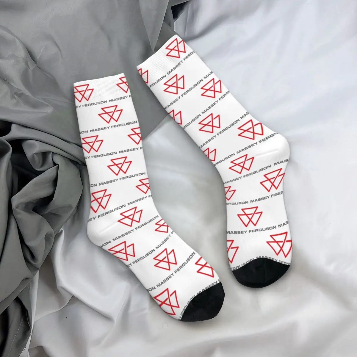 All Seasons Crew Stockings 2025 Massey Ferguson Logo Socks Crazy Hip Hop Long Socks for Men Women Valentine's Day Gifts