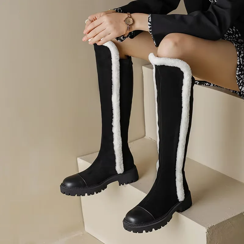 Mid Calf Women's high boots Stretch Fabric Winter Boots With Warm Plus Inside Woman Keep Wamer Boots botas mujer