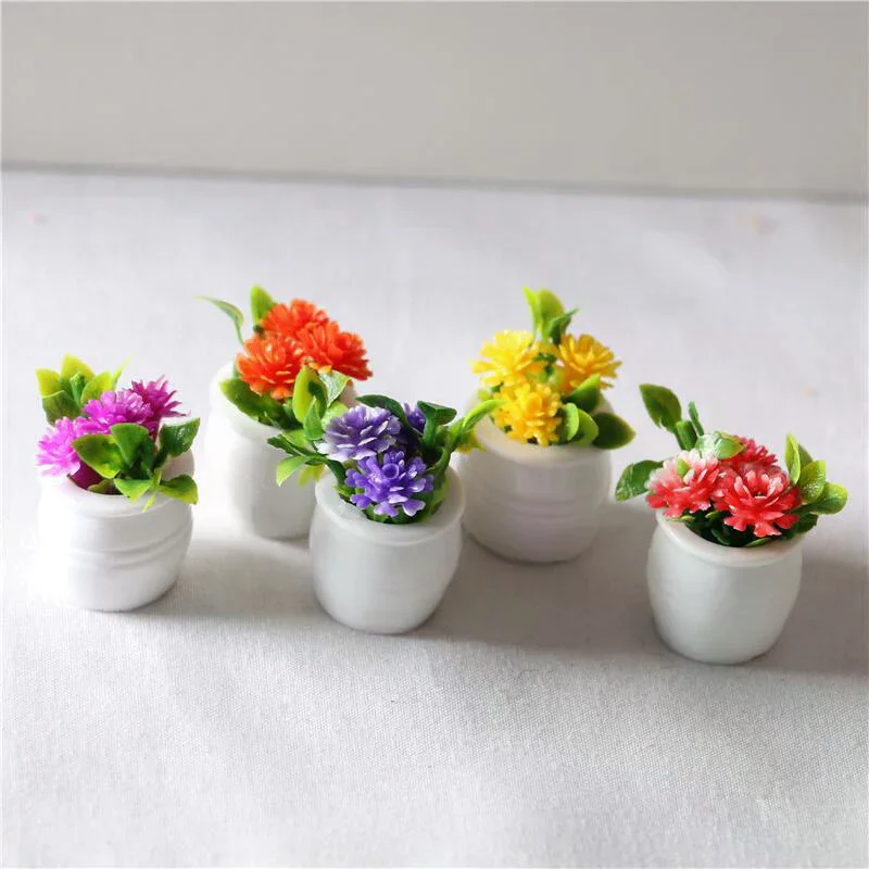3pcs Random 1:12 Dollhouse Miniature Green Plant In Pot Simulation Potted plants