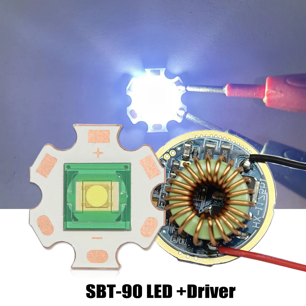 SBT90 Laser Lamp Bead XHP9090 Flat Glass Top Chip 30W LED SMD diode DC3V 9A Cold White Lamp for Flashlight Parts DIY Conversion