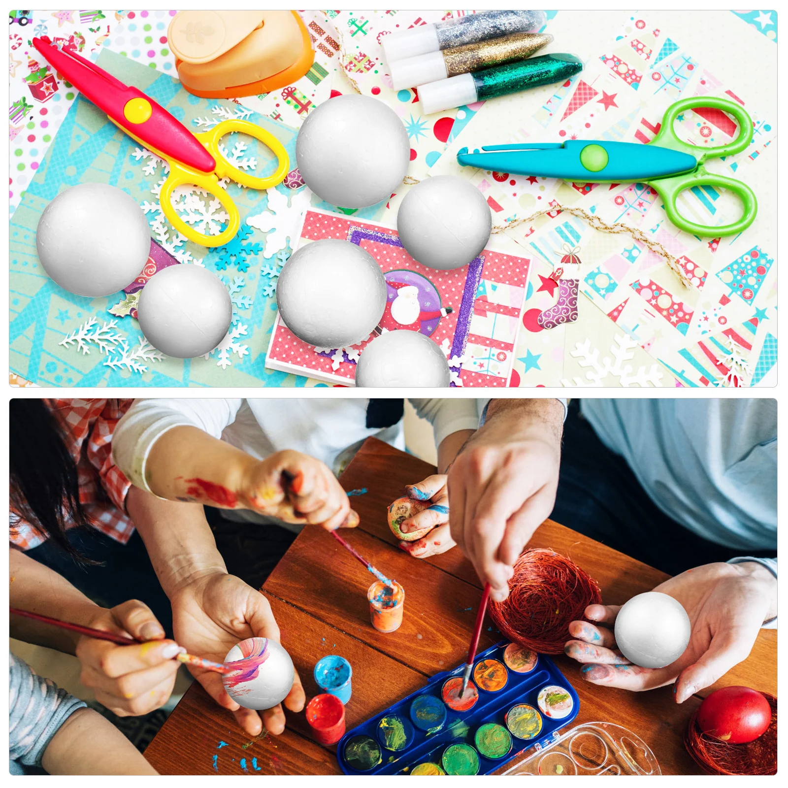 

50Pcs Foam Craft Balls Round Smooth Multi-Size DIY Handcraft Balls Painting Xmas Hanging Decorations Supplies Foam Ball