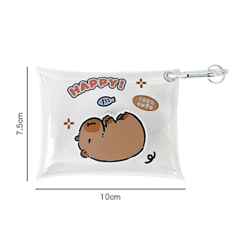 กระเป๋าเหรียญขนาดเล็กการ์ตูนน่ารัก capybara กระเป๋าใส่เหรียญโปร่งใสกระเป๋าสตางค์น่ารักกันน้ำแบบพกพากระเป๋าเหรียญใส