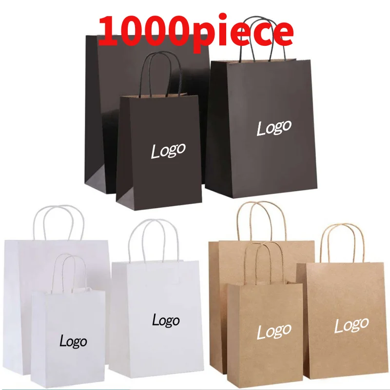 

10 00piece. custom. Custom printed biodegradable shopping bags with handle,packaging brown kraft paper bag