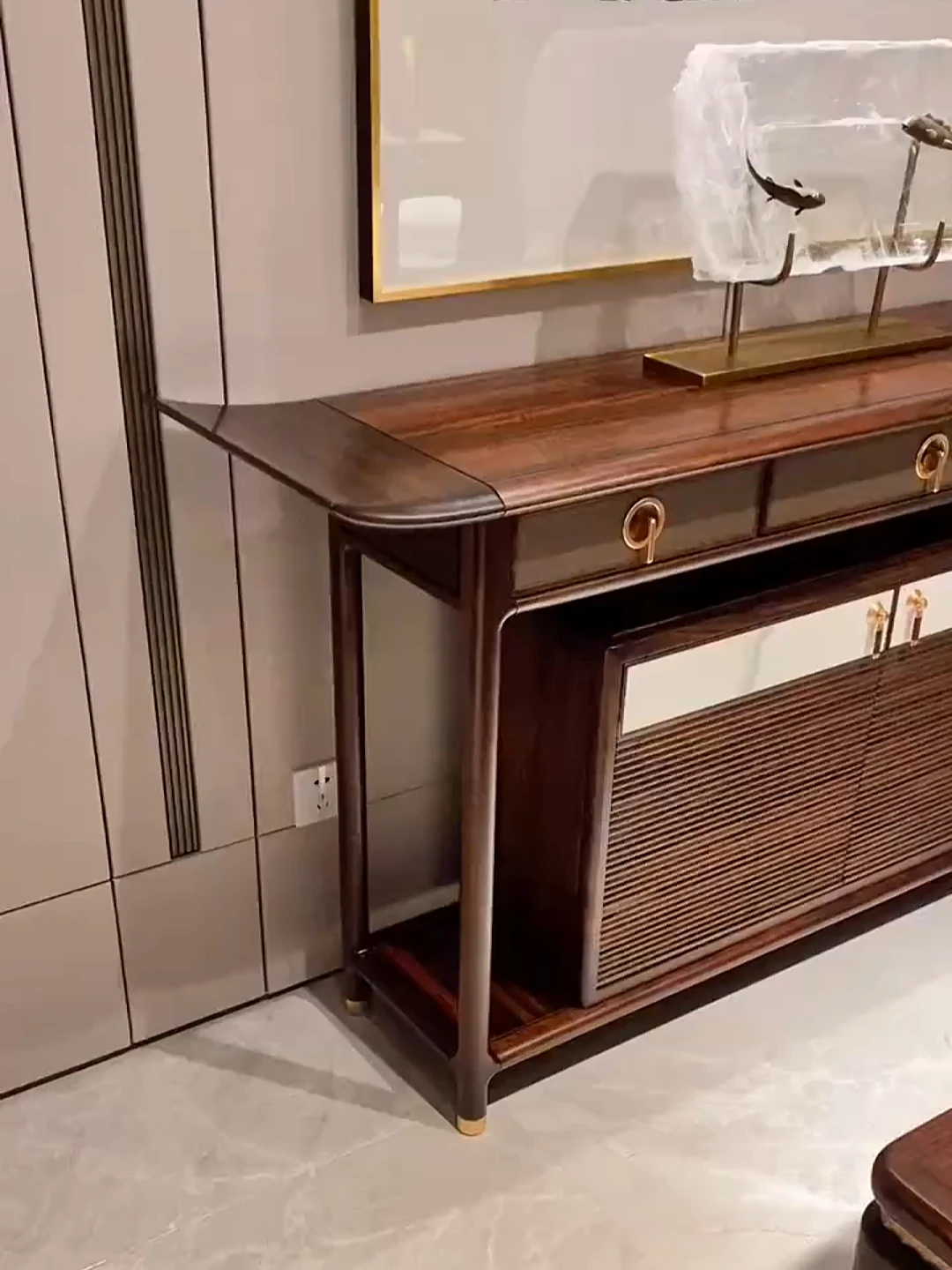 طاولة قهوة من خشب الأبنوس الصلب، درج جداري جديد على الطراز الصيني، بسيط وخفيف الوزن