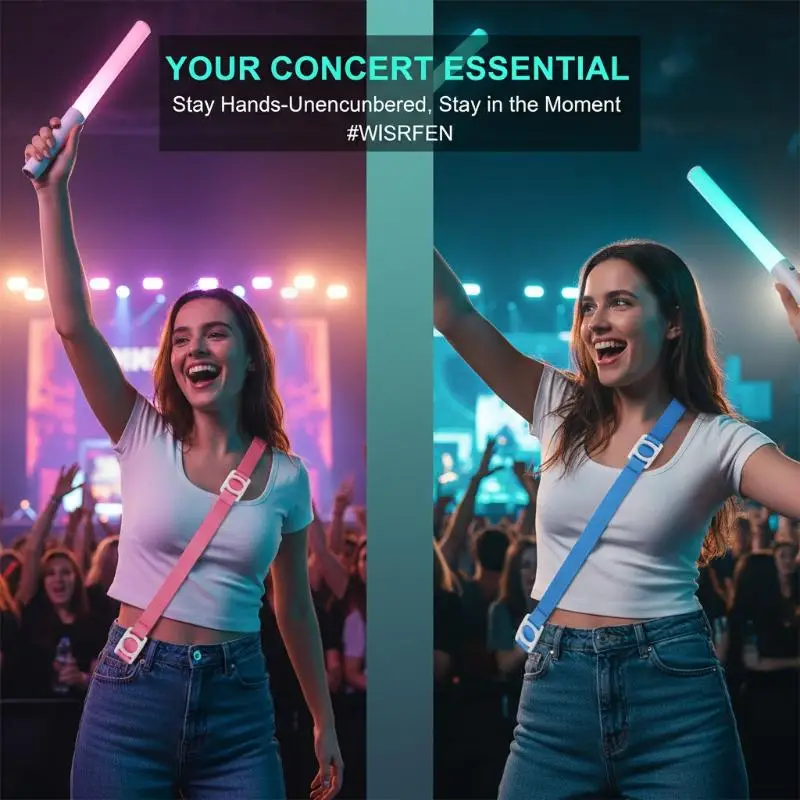 Lightstick Crossbody Strap Solid Color Adjustable Lanyard for Concerts Music Festivals Kpop Fans Light Stick Holder