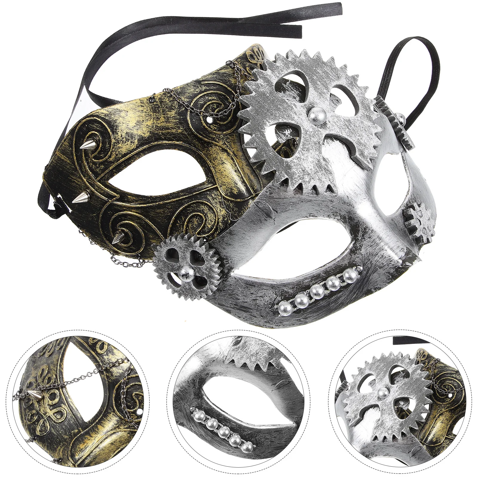 

2Pcs Steampunk Gear Masks Retro Venetian Masquerade Dress Up Party Masks Halloween Mardi Gras Eye Mask for Women Men
