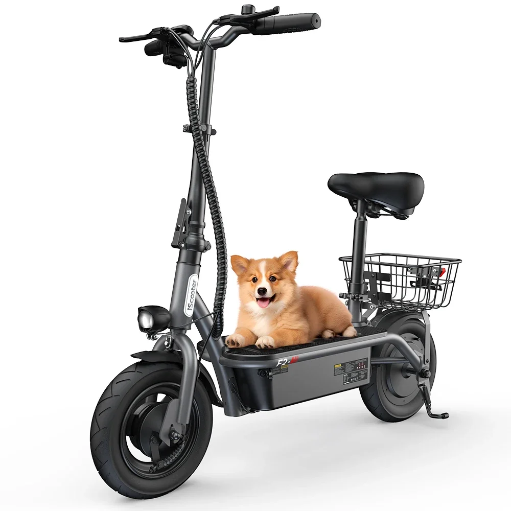 Image 6: Trottinette électrique iScooter F2 pliable et portable, 500W, pneus pneumatiques de 10 pouces, batterie 36V 7.8AH, version premium.