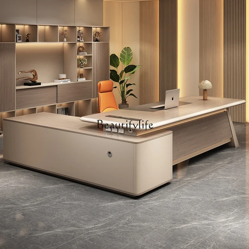 

Office light luxury high-end paint bench simple modern high-end office president deskL