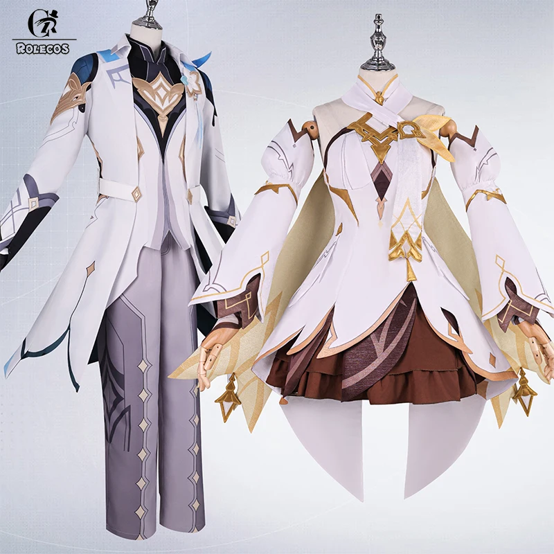 

ROLECOS Game Genshin Impact Costume Traveler Aether Cosplay&Lumine Cosplay Women Girls Halloween Party Full Set Various Sizes