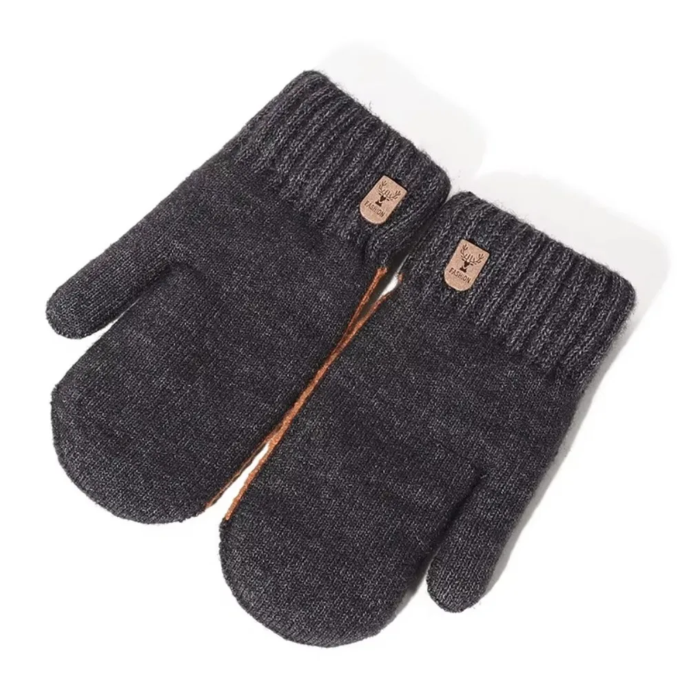 High Quality Knitted Men's Gloves Velvet Double-layer Finger Mittens Thickened Winter Gloves Men