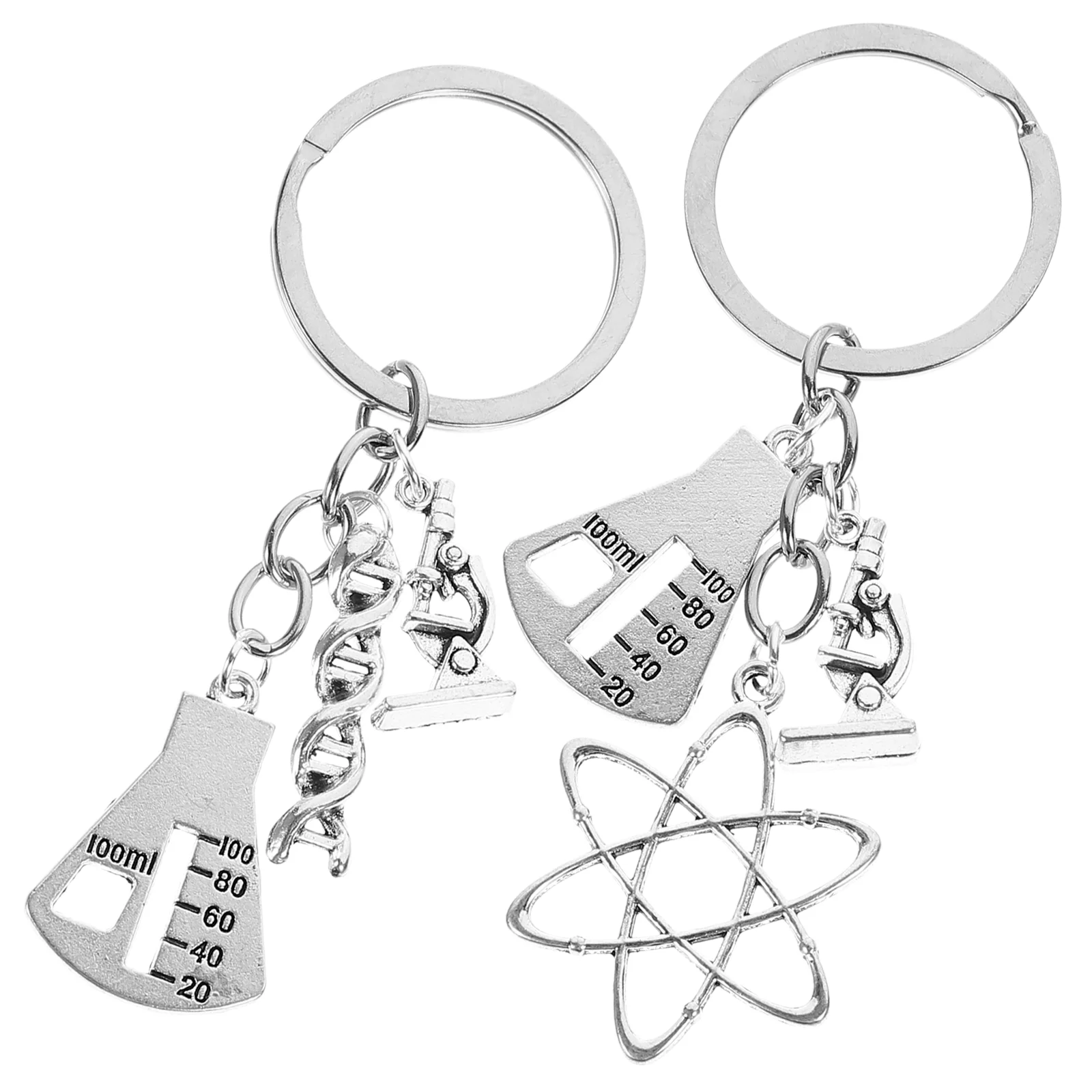 2 Pcs Keychain The Gift Holder with Measuring Cup Pendant Microscope Decorative Keyring Graduation for Chemical Teacher Themed