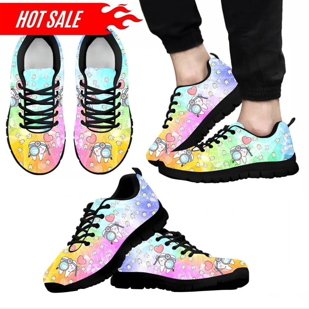 Dentist Shoes Woman Flats Sneakers Gradient Tooth Dental Doctor Print Summer Breathable Female Shoe Ladies Footwear