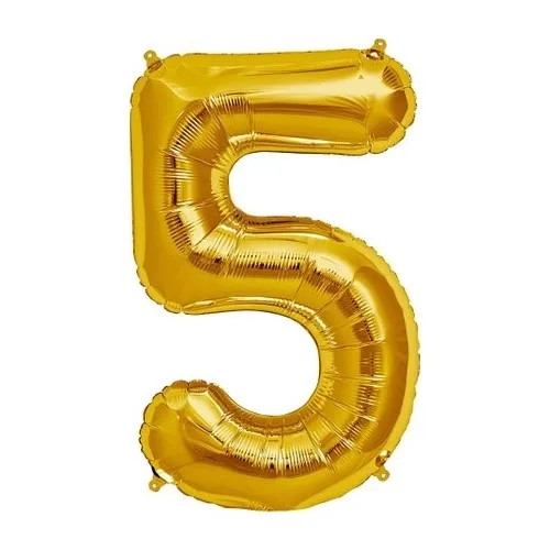 Aydınlı Party Shaped Supershape Gold Figure Foil Balloon 5 Number