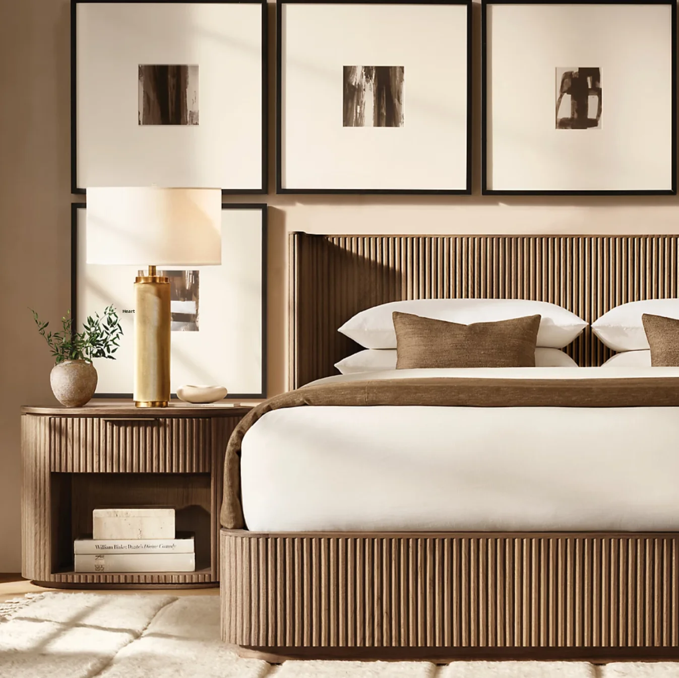 High Quality Luxury Oak Bedroom Furniture, Modern Handmade extra Large Wooden Bed Frame - view 4