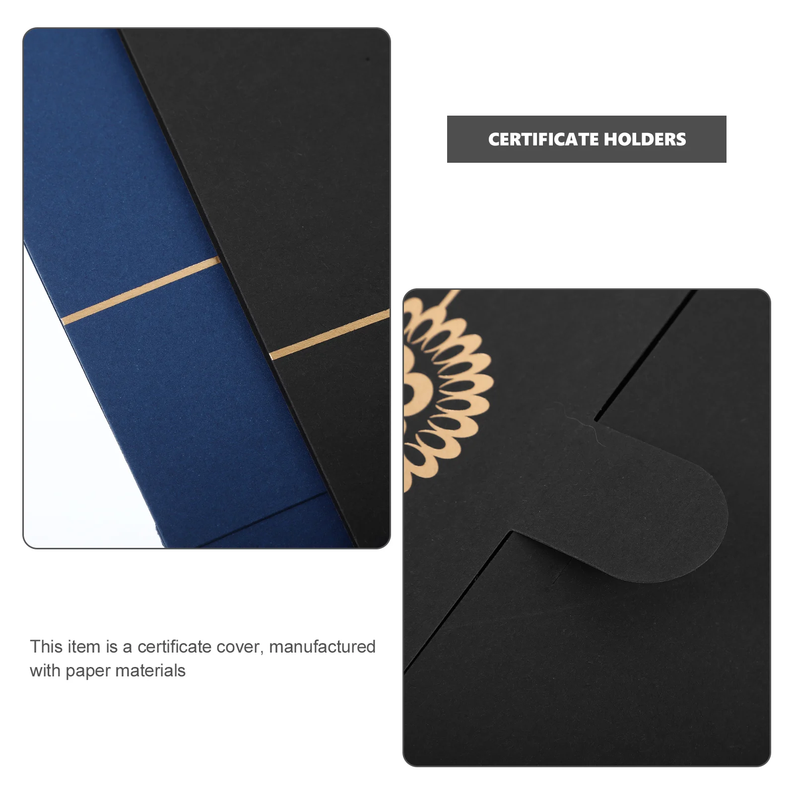 

2Pcs Certificate Covers Paper Diploma Holders Document Folder A4 Certificate Frame Graduation Award Protection Black Blue
