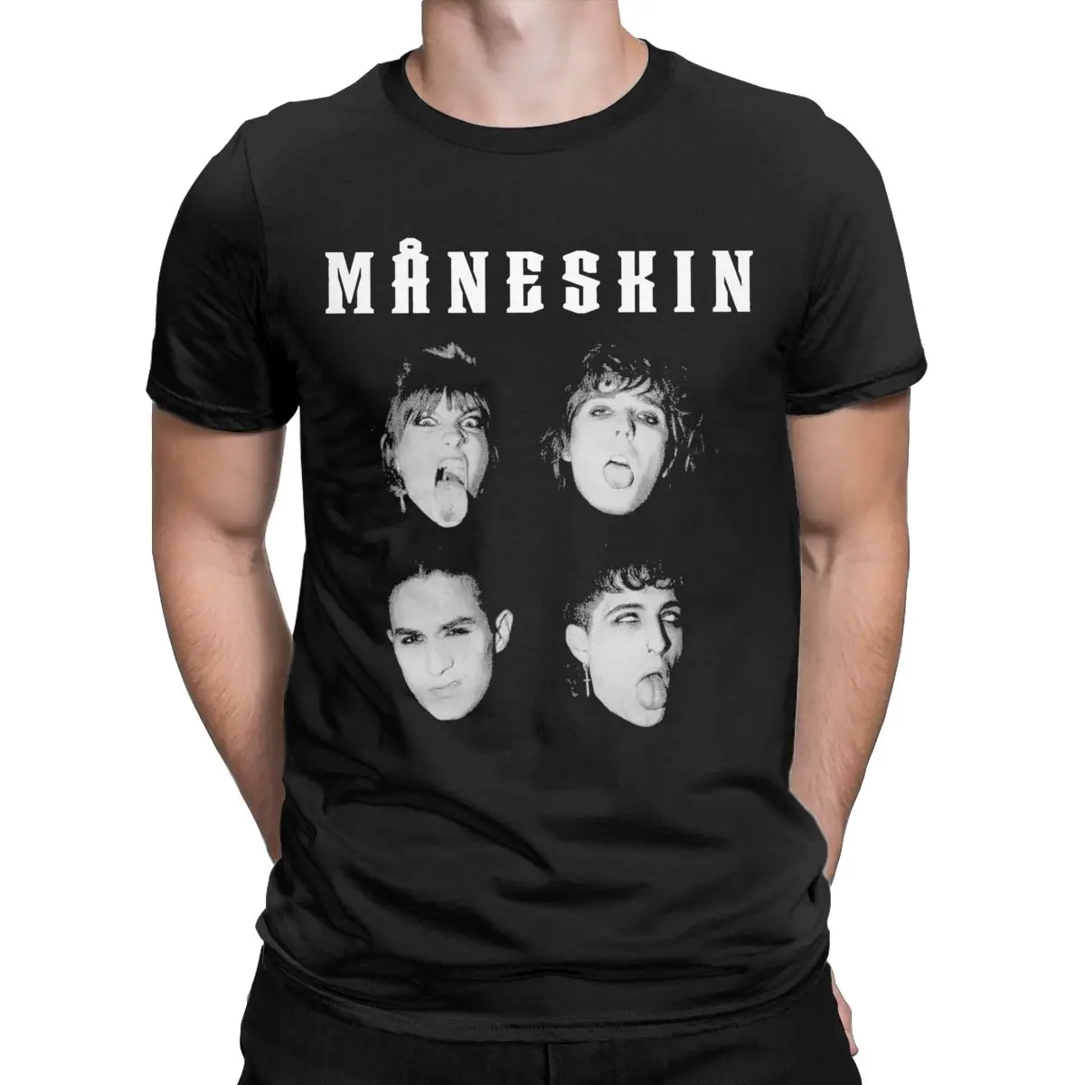 Maneskin Men T Shirts Amazing Tee Shirt Short Sleeve Round Neck T-Shirts Cotton Plus Size Clothing