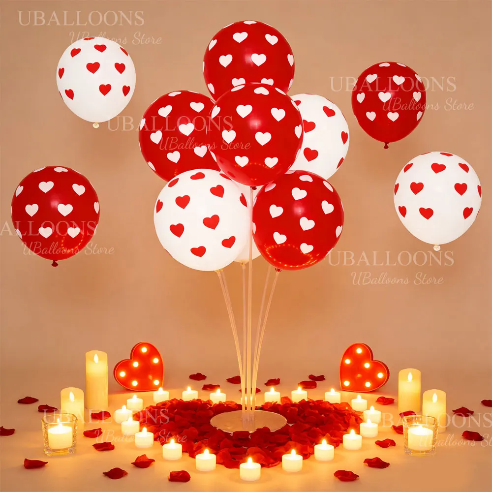 10/30/50 Stück weiß rote Herzmuster Luftballons Herz bedruckte Latexballons für Hochzeit Verlobung Geburtstag Valentinstag Dekor – Detail 6