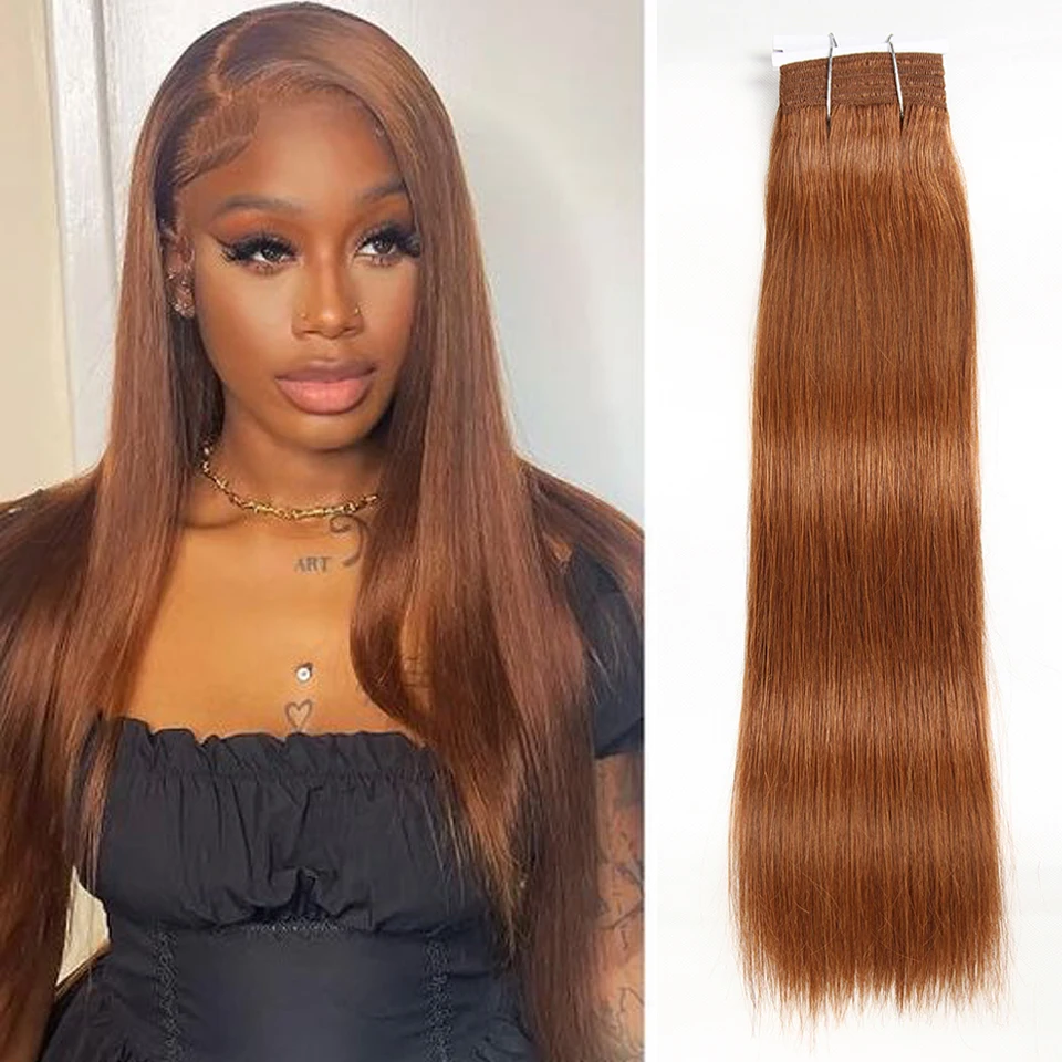 Sleek Straight Human Hair Bundles Peruvian Hair Weave Bundles 1/3 PCS Human Hair Bundles Brown 30 Color Remy Hair Extensions