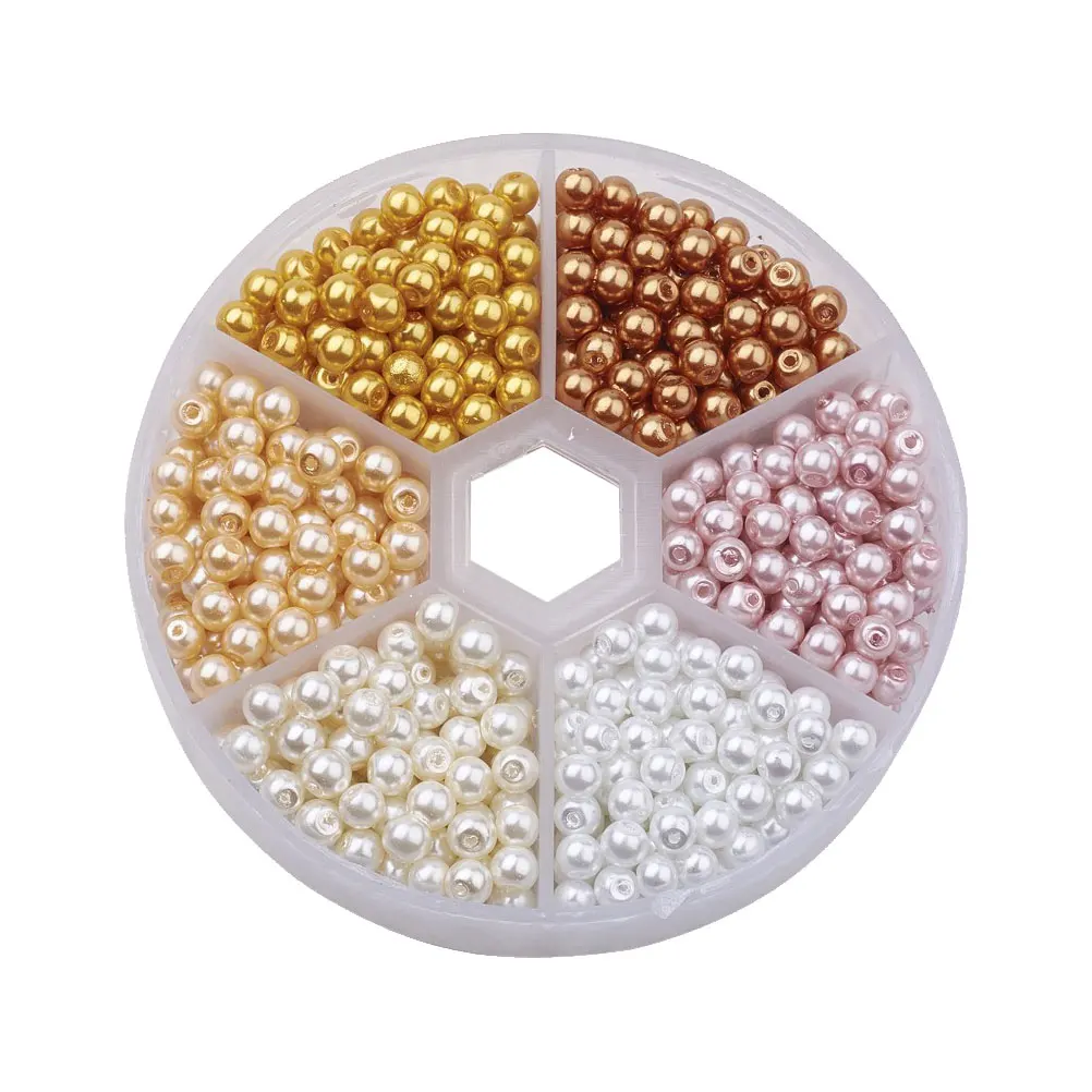 

810 pcs Pearl Beads 4mm Round Glass for Jewelry Beads For Necklace Making Crafts Necklace Cross Stitch Bracelet DIY Supplies